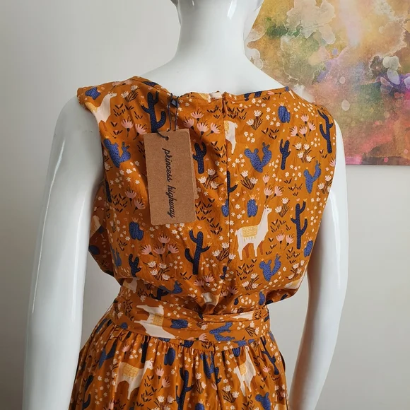 NWT Princess Highway Size 14 Llama Print Fit and Flare Dress with Pockets - Picture 11 of 15